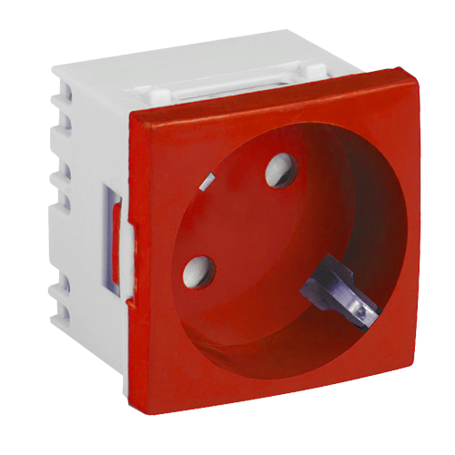 Priza modulara schuko cu impamantare, rosu - DLX DLX-245-46