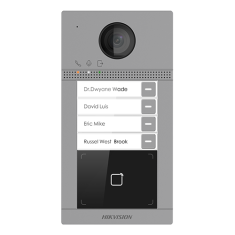 Panou exterior videointerfon TCP/IP pentru 4 familii, Wi-Fi 2.4GHz, control acces integrat - HIKVISION DS-KV8413-WME1 - imagine 2