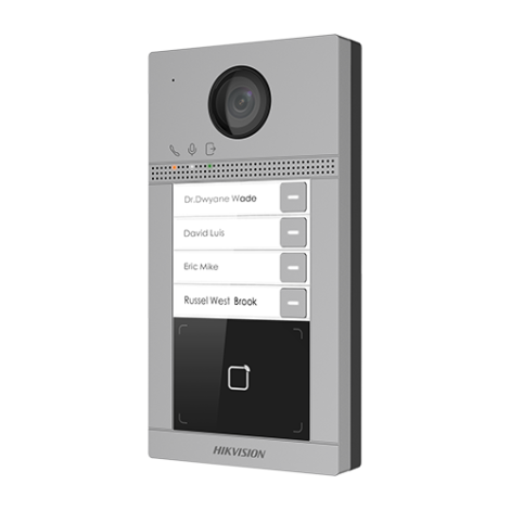 Panou exterior videointerfon TCP/IP pentru 4 familii, Wi-Fi 2.4GHz, control acces integrat - HIKVISION DS-KV8413-WME1 - imagine 3
