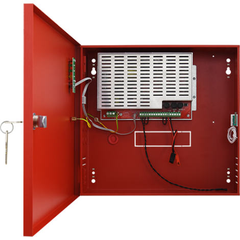 Sursa de alimentare EN 54-4, 27.6V/4.6A, cutie metalica cu loc acumulatori 2x7Ah/12V - PULSAR EN54C-5A7