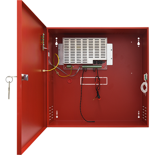 Sursa de alimentare EN 54-4, 27.6V/3.8A, cutie metalica cu loc acumulatori 2x28Ah/12V - PULSAR EN54C-5A28