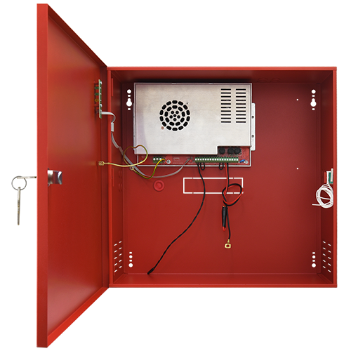 Sursa de alimentare EN 54-4, 27.6V/8.8A, cutie metalica cu loc acumulatori 2x28Ah/12V - PULSAR EN54C-10A28