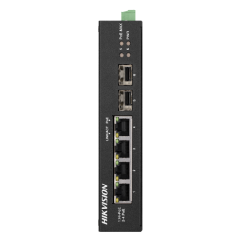Switch 4 porturi Gigabit PoE, 2 porturi uplink SFP - HIKVISION DS-3T0506HP-E-HS
