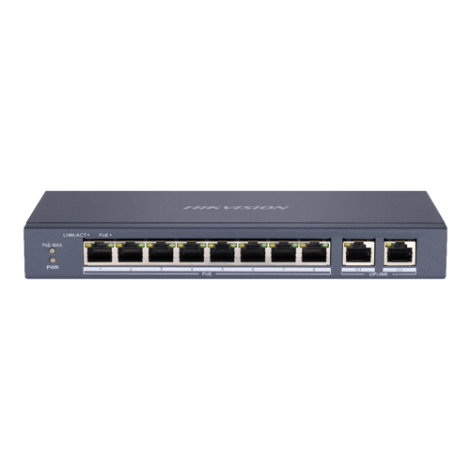Switch 8 porturi PoE, 2 porturi uplink RJ45 Gigabit - HIKVISION DS-3E0310P-E-M