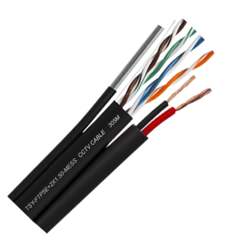 Cablu FTP autoportant cu alimentare 2x1.5, cat 5E, CUPRU 100%, 305m, negru TSY-FTP5E+2x1.50-MESS - imagine 2