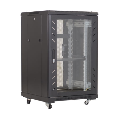 Rack podea 18U 19' 600x800, capacitate incarcare 500 Kg, negru - ASYTECH Networking ASY-18U-6080E