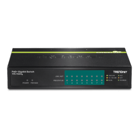 Switch 8 porturi Gigabit PoE/PoE+ 123W - TRENDnet TPE-TG80G - imagine 2