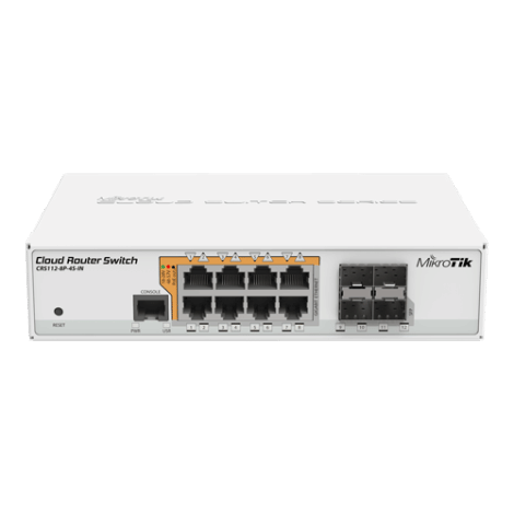 Management Switch, 8 x Gigabit cu PoE-out, 4 x SFP - Mikrotik CRS112-8P-4S-IN