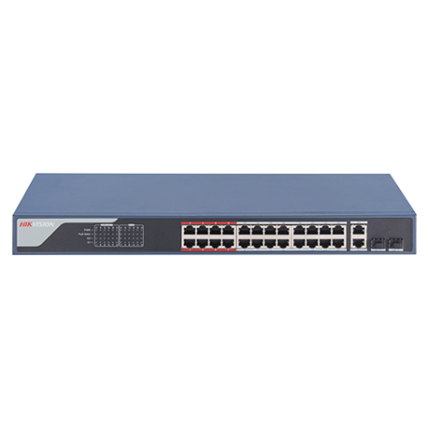 Switch 24 porturi PoE 100Mbps, 2 port uplink Gigabit, SMART Management - HIKVISION DS-3E1326P-EI - imagine 2