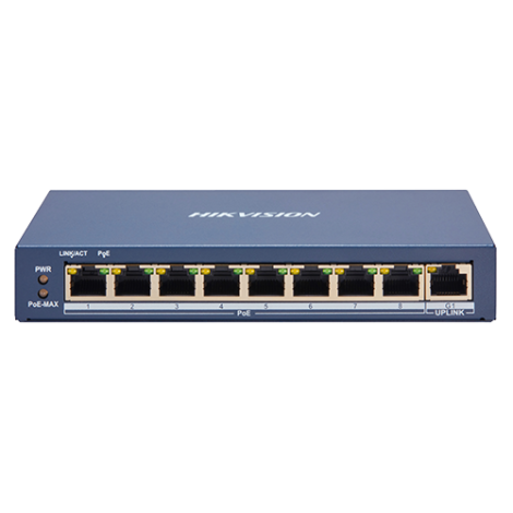 Switch 8 porturi PoE, 1 port uplink RJ45, SMART Management - HIKVISION DS-3E1309P-EI - imagine 2