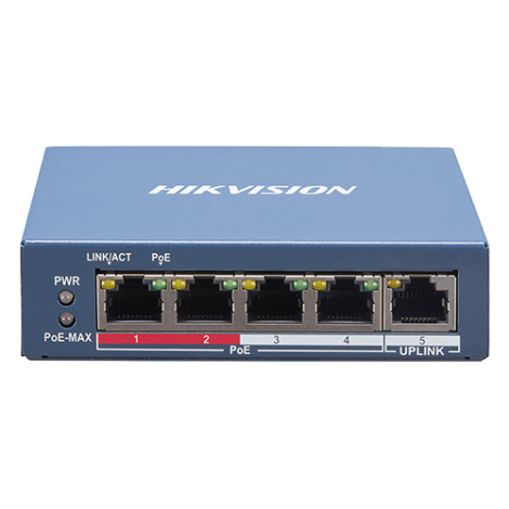 Switch 4 porturi PoE, 1 port uplink RJ45, SMART Management - HIKVISION DS-3E1105P-EI - imagine 3