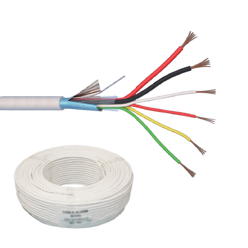 Cablu de alarma 6 fire ecranate + alimentare 2x0.75, cupru integral, 100m 6CUEF+2x0.75