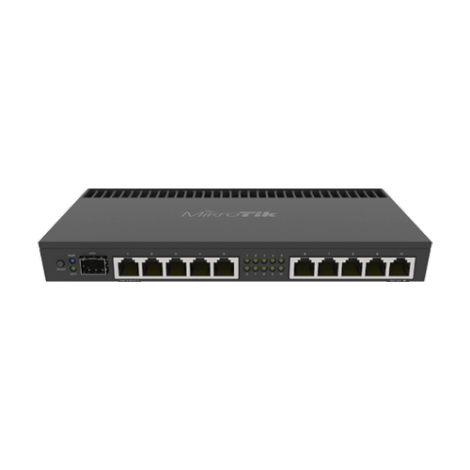Router 10 x Gigabit, 1 x SFP+ 10Gbps, 1 x PoE, RouterOS L5, 1U - Mikrotik RB4011iGS+RM