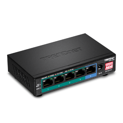 Switch 4 porturi Gigabit Long Range 200m PoE+, 1 port Gigabit - TRENDnet TPE-LG50