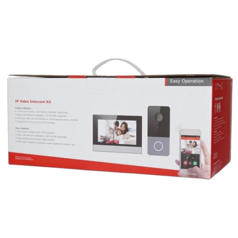 KIT videointerfon TCP/IP pentru 1 familie, monitor TFT LCD 7 inch - HIKVISION DS-KIS603-P - imagine 2