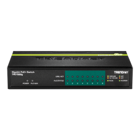 Switch 8 porturi Gigabit PoE/PoE+ 61W - TRENDnet TPE-TG82G - imagine 2