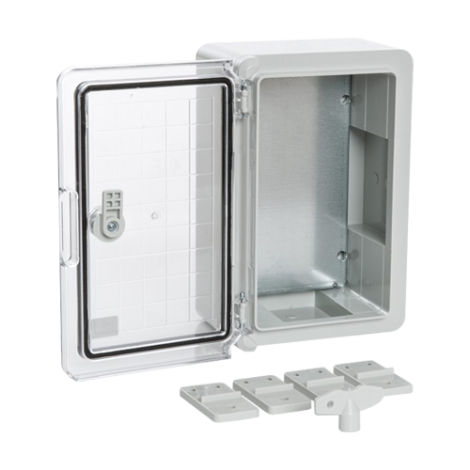 Cutie distributie IP65 din ABS gri, usa transparenta, placa metalica, 200x300x130 mm PP3011 - imagine 4