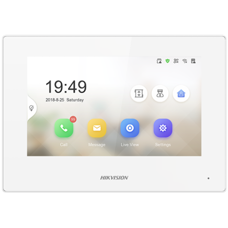 Monitor videointerfon TCP/IP, TFT LCD 7 inch touch screen, PoE - HIKVISION DS-KH6320-LE1-W
