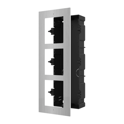 Rama montaj ingropat din otel inoxidabil, 3 module, pentru Interfon modular - HIKVISION DS-KD-ACF3-S - imagine 3