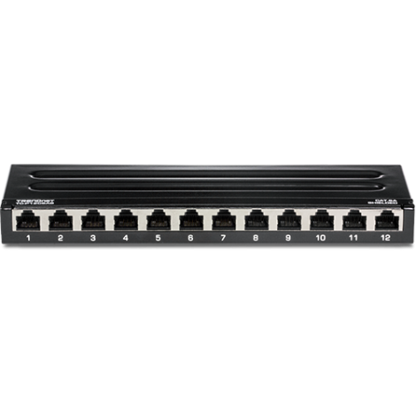 Patch Panel Wall Mount, 12 porturi RJ45 UTP, Cat6a, Ecranat, 0.5U - TRENDnet TC-P12C6AS - imagine 2