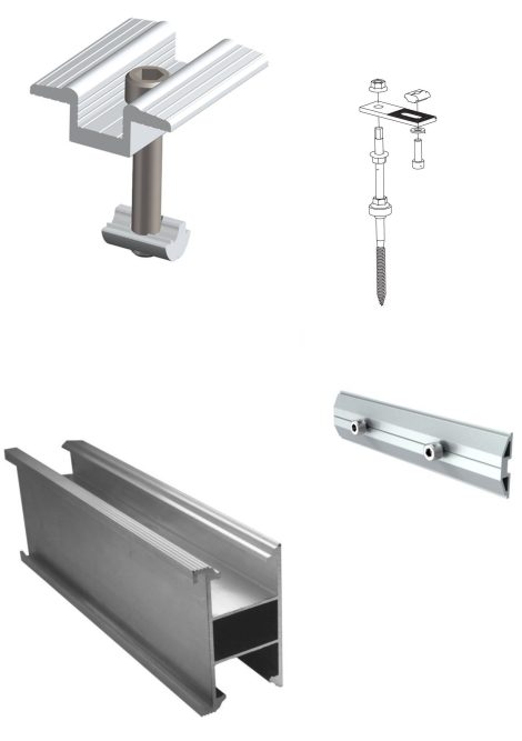 Kit Sistem de Montaj pentru 14 panouri cu lățime intre 100-110cm , Pentru Tabla Tip Țiglă