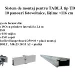 Sistem de montaj pentru TABLĂ tip ȚIGLĂ cu 10 panouri fotovoltaice, lățime <116 cm