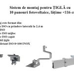 Sistem de montaj pentru ȚIGLĂ cu 10 panouri fotovoltaice, lățime <116 cm