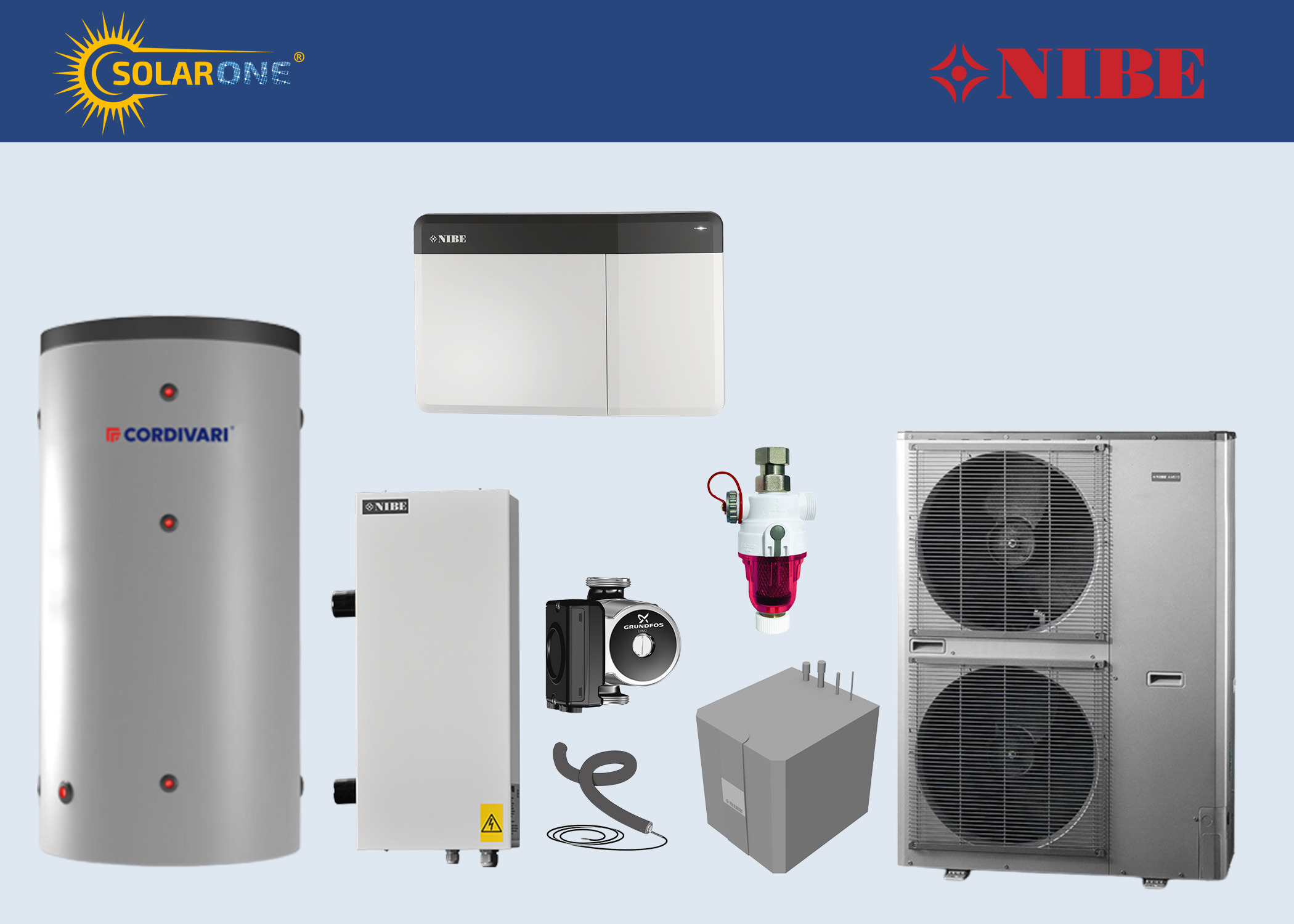 Sistem încălzire AER-APĂ NIBE cu inverter încălzire-răcire, pentru maxim 210 mp