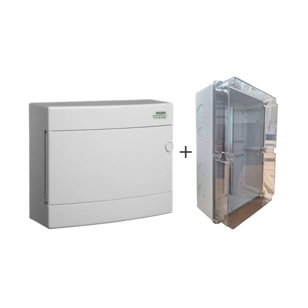 Tablou electric pentru invertor Deye AC/DC 8kW monofazat - 2 string-uri si cutie sigilabila pentru contor OD