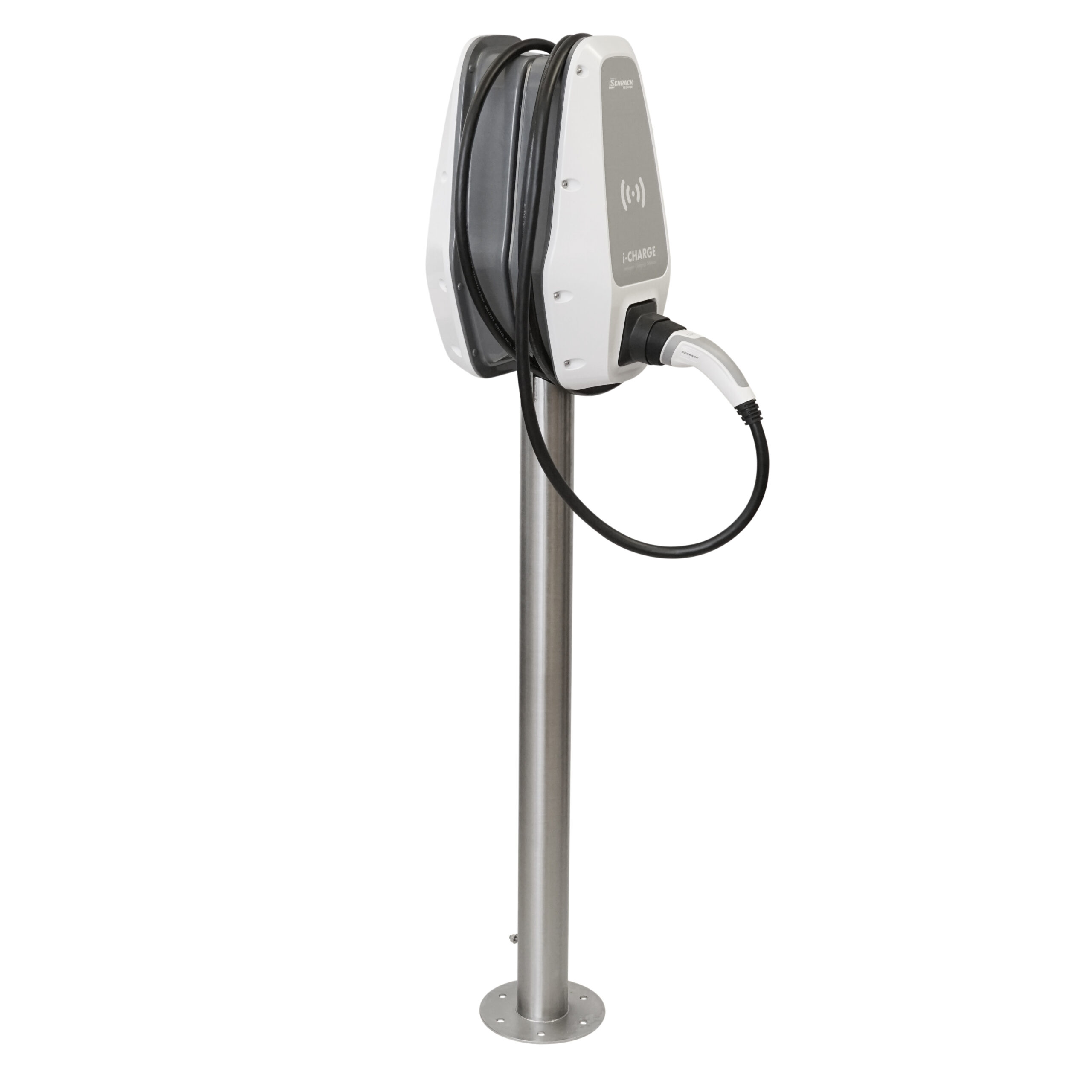 Mounting pole 2x i-CHARGE CION socket type, stainless steel