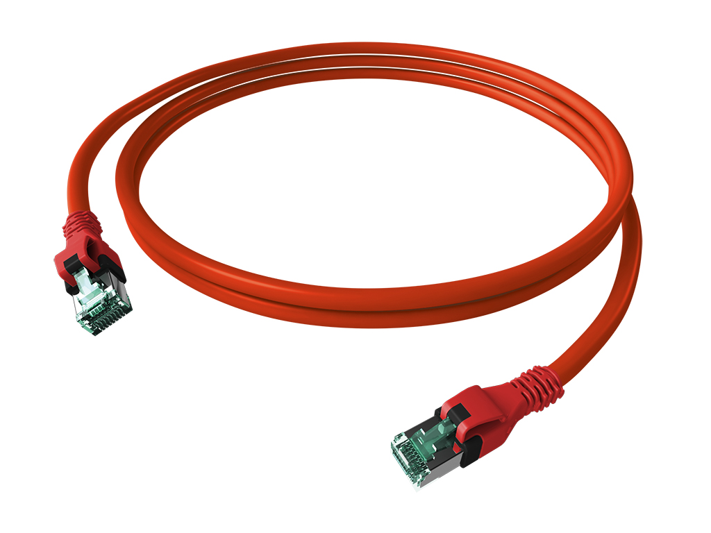 Patchcablu Cat.6a push pull ecranat RJ45 roșu ,LS0H, 2m