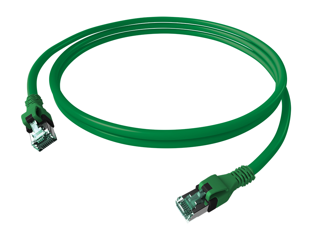 Patchcablu Cat.6a push pull ecranat RJ45 verde , LS0H, 1m