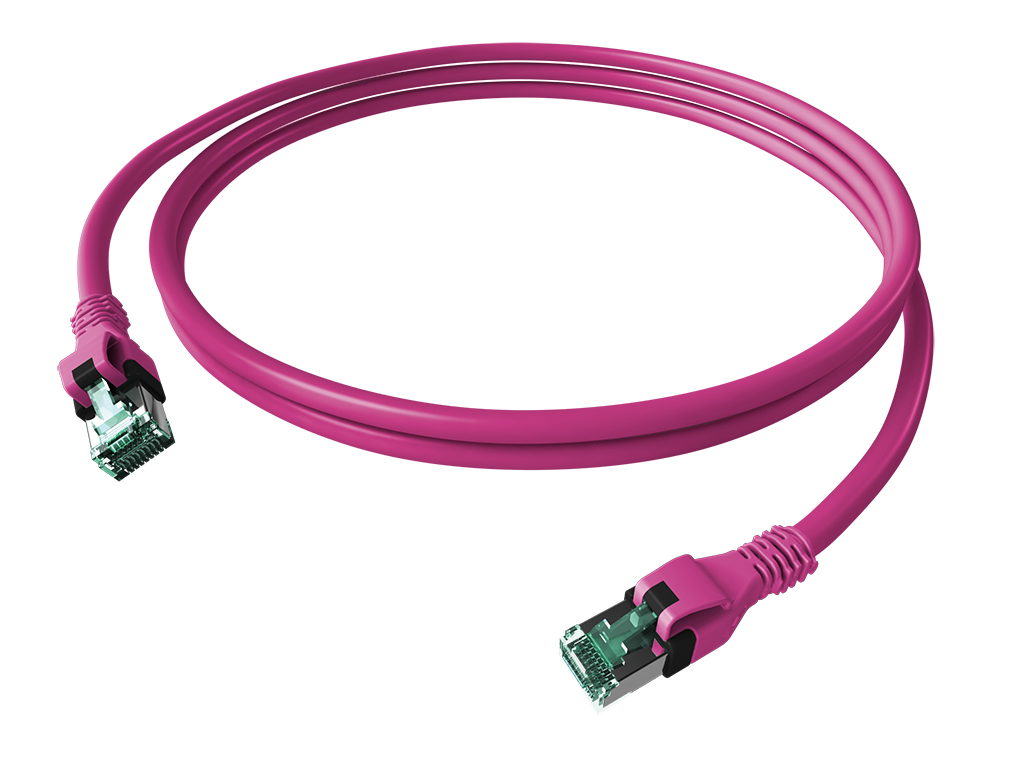 Patchcablu Cat.6a push pull ecranat RJ45 violet ,LS0H, 7,5m