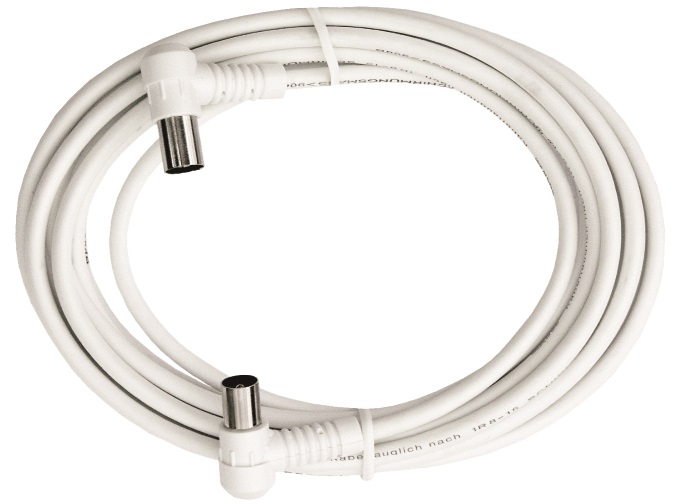 Patchcablu coax.IEC-T/IEC-M,90°,Cl.A,alb,2.5m,BAK 253-96