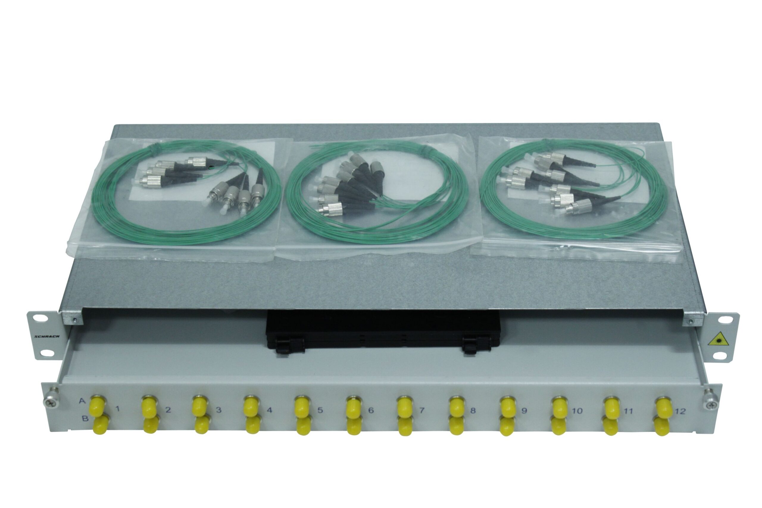 Splicebox, 8 fibre,FC, 9/125µm OS2, culisant,19",1UV