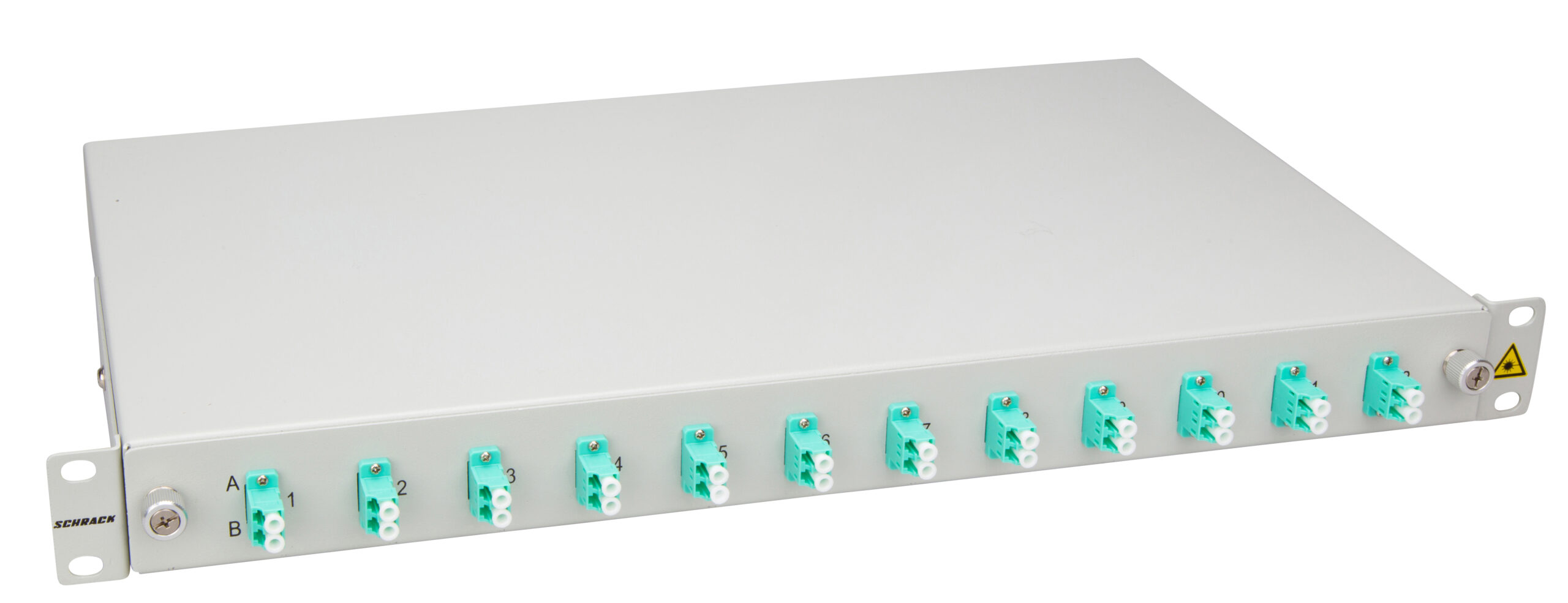 Splicebox, 16 fibre,LC,50/125µm OM3, culisant,19",1UV , ECO