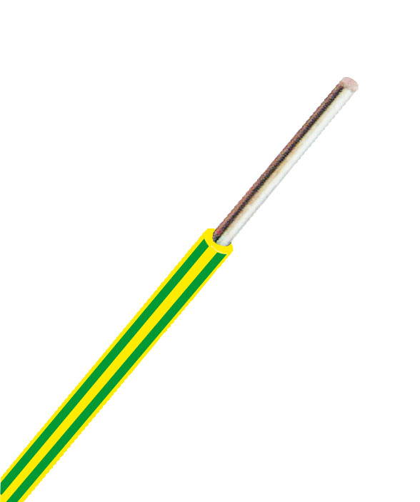 Conductor cu izolaţie din PVC H07V-U 6mm² verde/galben