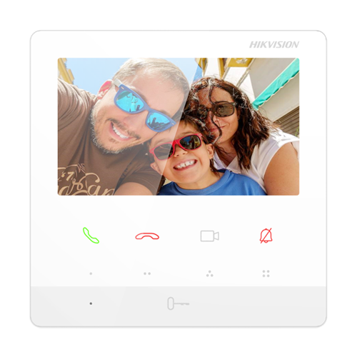 Monitor videointerfon TCP/IP, TFT LCD 4.3 inch 9 butoane, PoE, Alb - HIKVISION DS-KH6100-E1-White