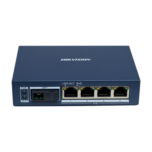 Mediaconvertor Gigabit 4 x RJ45 PoE, 1 x SC Single-Mode Bi-directional, 20 km - HIKVISION DS-3D504TP-A
