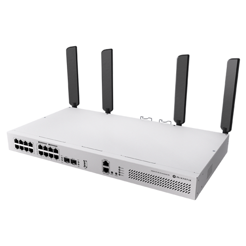Switch L3, Wi-Fi 6 Dual-Band, 8 x RJ45 1G PoE, 8 x RJ45 1G, 2 x SFP+ 10G, 2 x AC, 1U - MikroTik CRS418-8P-8G-2S+5axQ2axQ-RM
