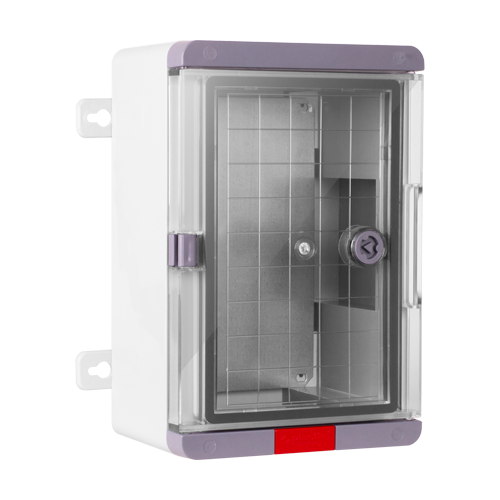 Cutie distributie IP67 din ABS gri, usa transparenta, placa metalica, 300x400x170mm PS304017