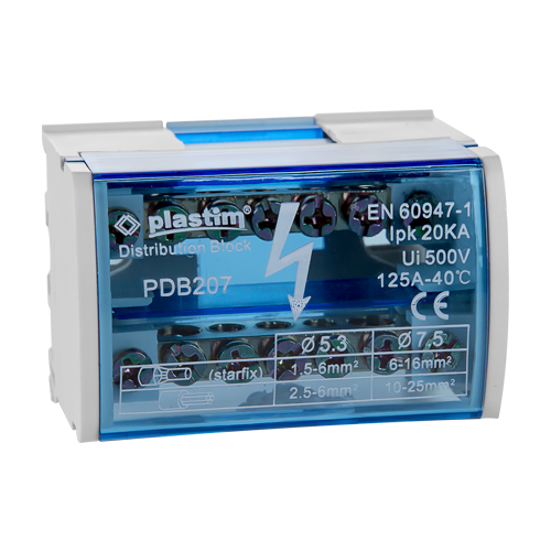 Bloc de distributie electrica, 2x7 poli, 125A - Plastim PDB207