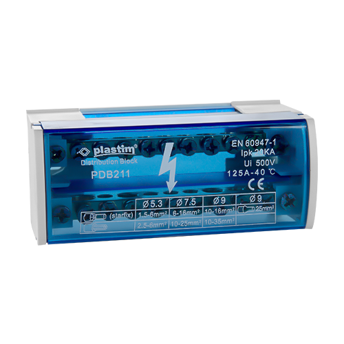 Bloc de distributie electrica, 2x11 poli, 125A - Plastim PDB211