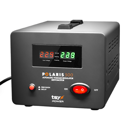 Regulator de tensiune cu servomotor, 500VA, tensiune la intrare 150-260V, delay 6-180s AVR-POLARIS-500VA