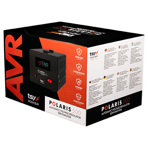 Regulator de tensiune cu servomotor, 500VA, tensiune la intrare 150-260V, delay 6-180s AVR-POLARIS-500VA - imagine 4